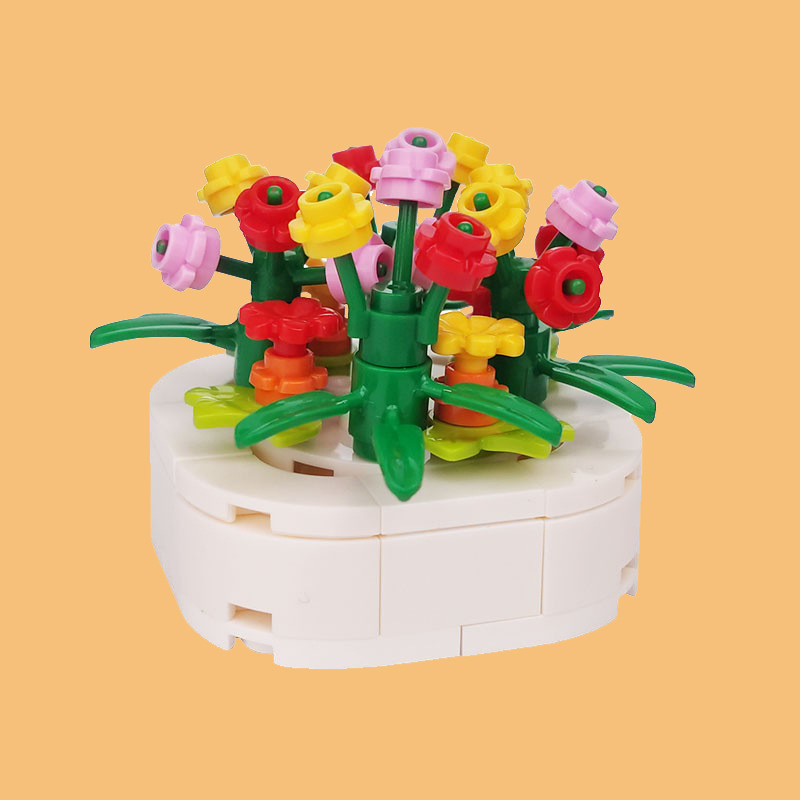 Small particle building blocks MOC flower field flower bed Garden Garden small scene botanical garden architectural landscaping