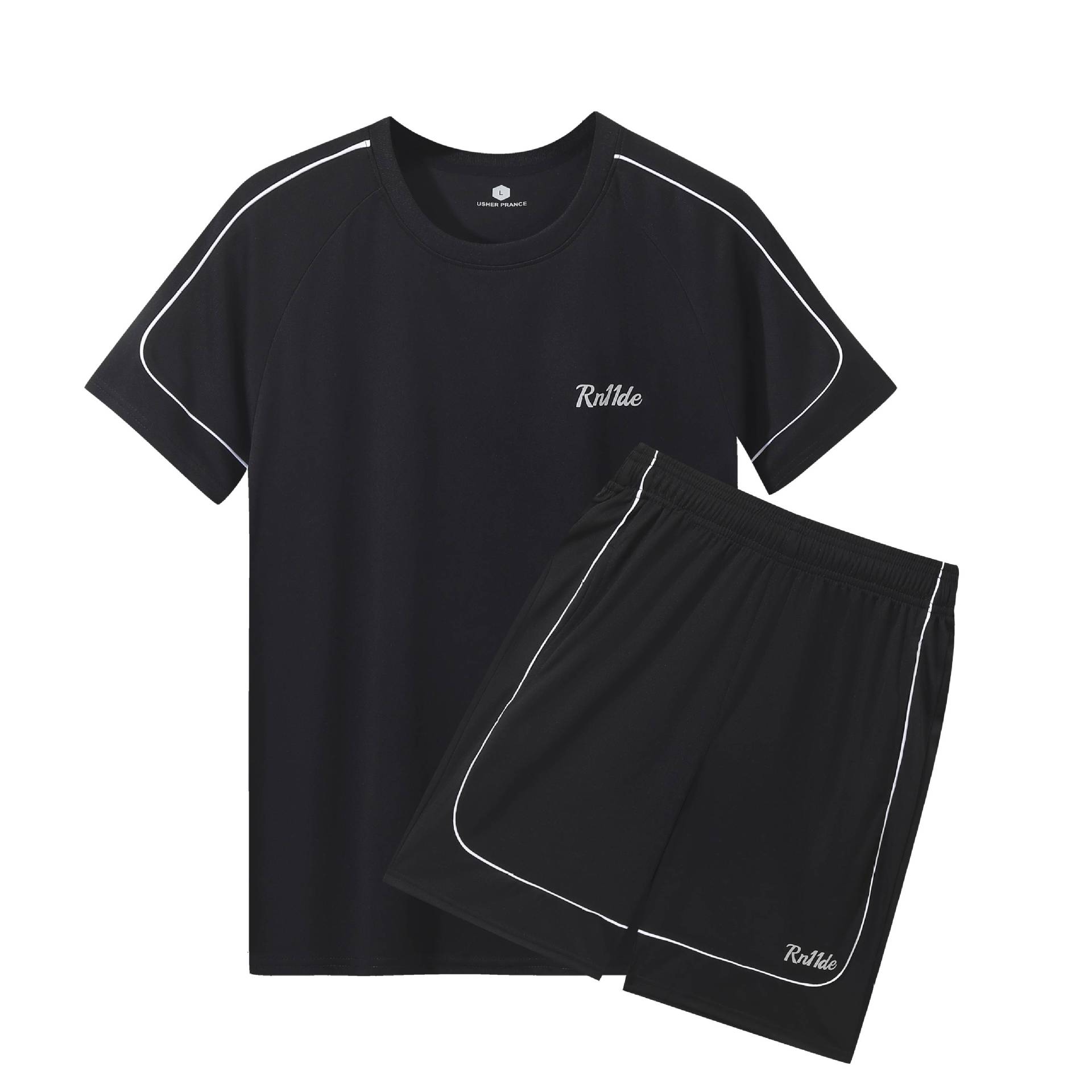 Traje deportivo Camiseta de secado rápido para hombre Camiseta de manga corta para correr ropa de fitness de verano casual de dos piezas al por mayor