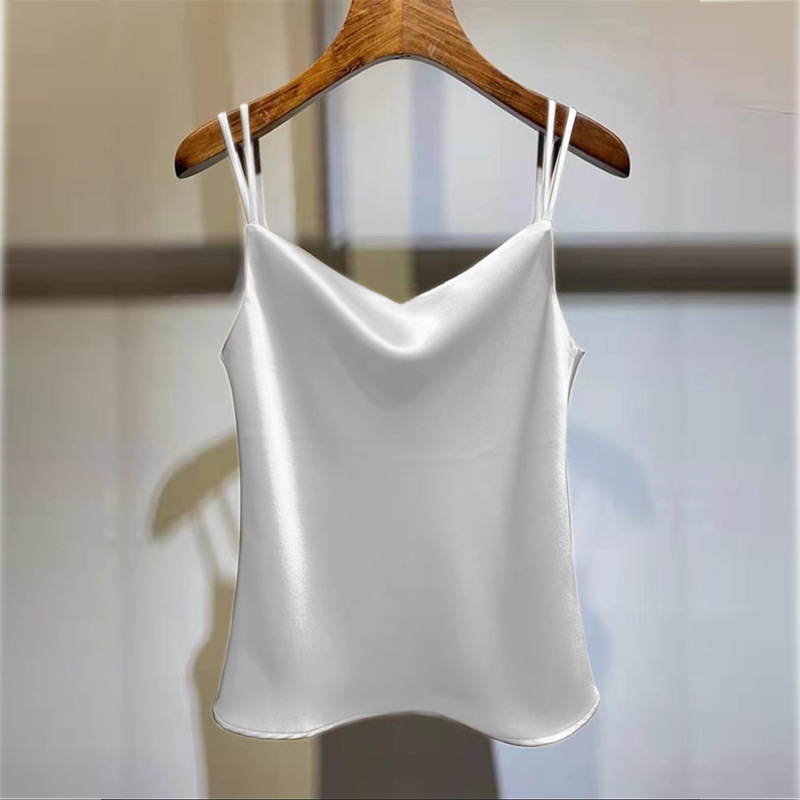 Elegant high-end lace camisole women's spring and summer loose fashion silk satin inner V-neck sleeveless top fashion