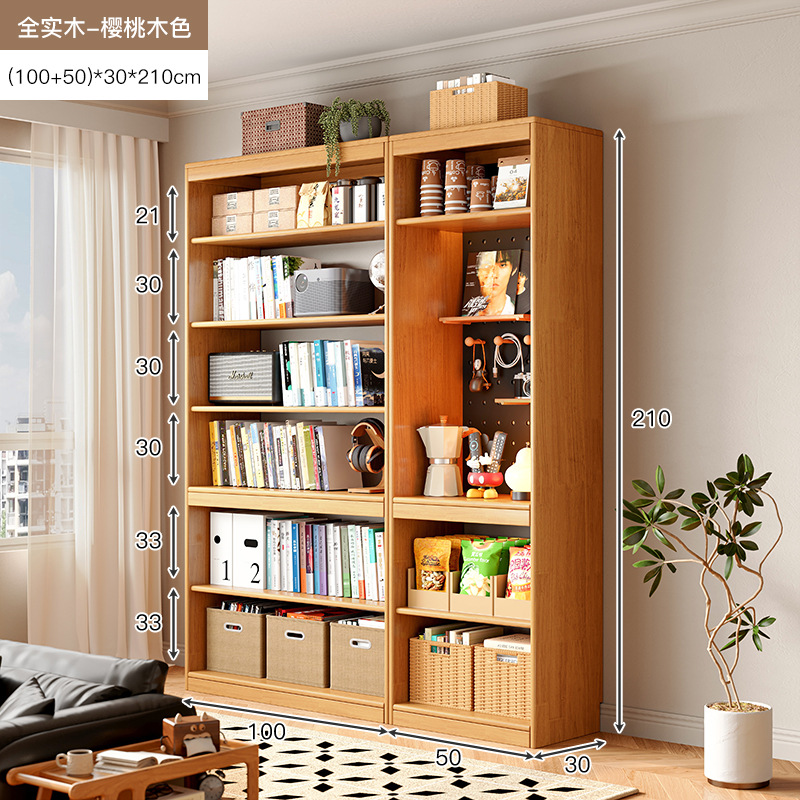 Estantes de madera sólida estantería de almacenamiento de piso para sala de estar integrado toda la pared armario de almacenamiento armario casero de color nuez