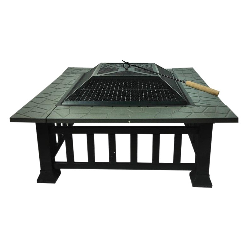 Estufa de calefacción cuadrada estufa de calefacción de mosaico multifunción estufa de calefacción de leña brasero pozo de fuego con parrilla