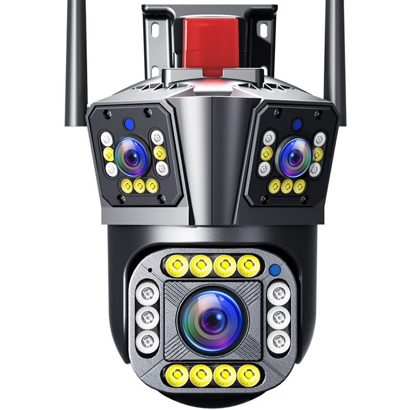 Cámara de vigilancia de tres pantallas de tres lentes Panorama para el hogar al aire libre HD Gun Ball Wifi Cámara de red inalámbrica