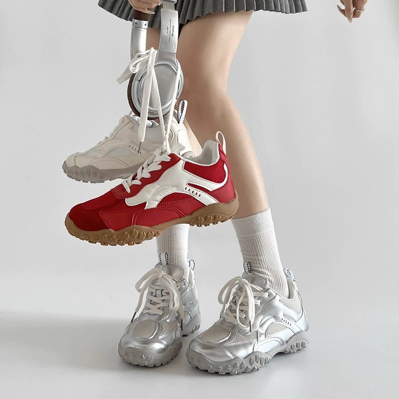 Red trend high footwear, universal sports shoes platform, American style