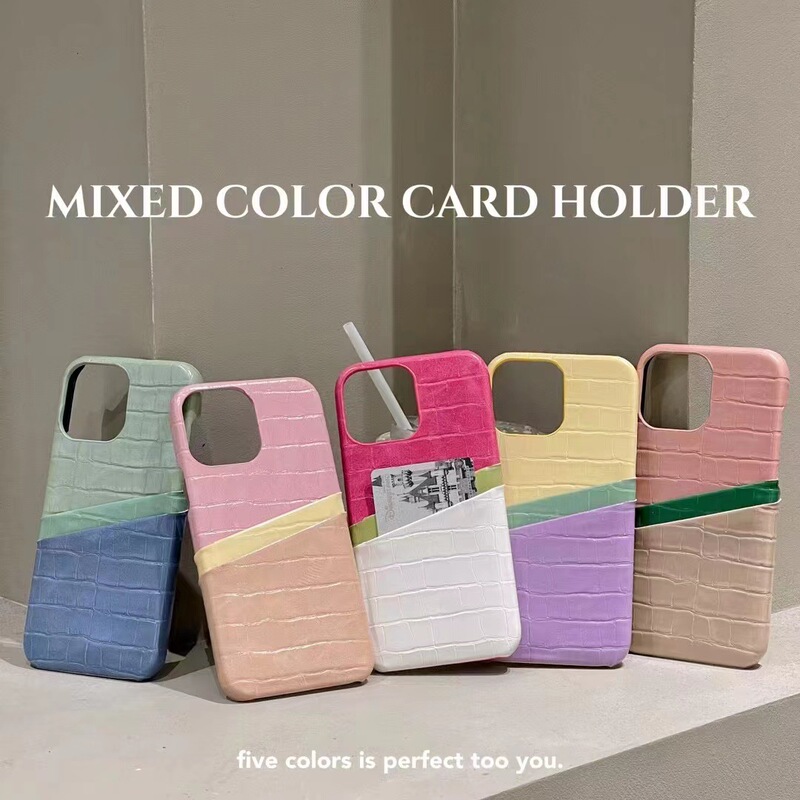 Double card color matching design suitable for iPhone15promax mobile phone case 12 light luxury leather female 13/14pro