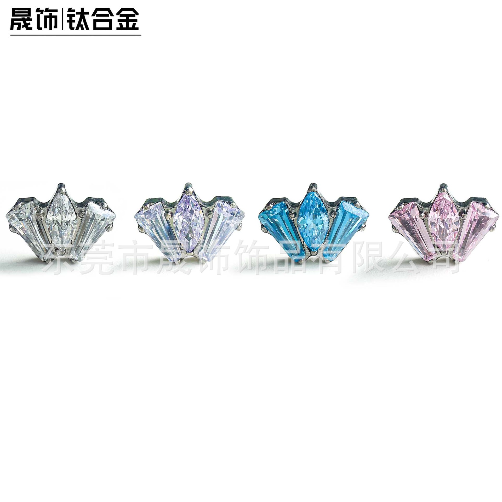 G23 Implant Grade Titanium Ear Stud 梯 Cubic Zirconia Internal Thread Helix Cartilage Stud Labret Stud Titanium Jewelry 头厂家