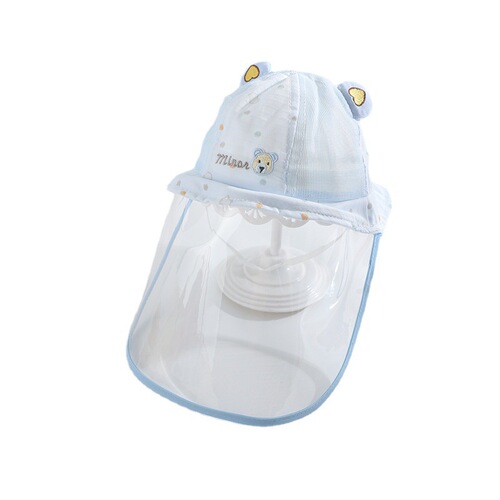 Baby Hat Velcro Removable Mesh Protective Droplet Face Cover Children's Fisherman Hat Isolation and Anti-epidemic Summer