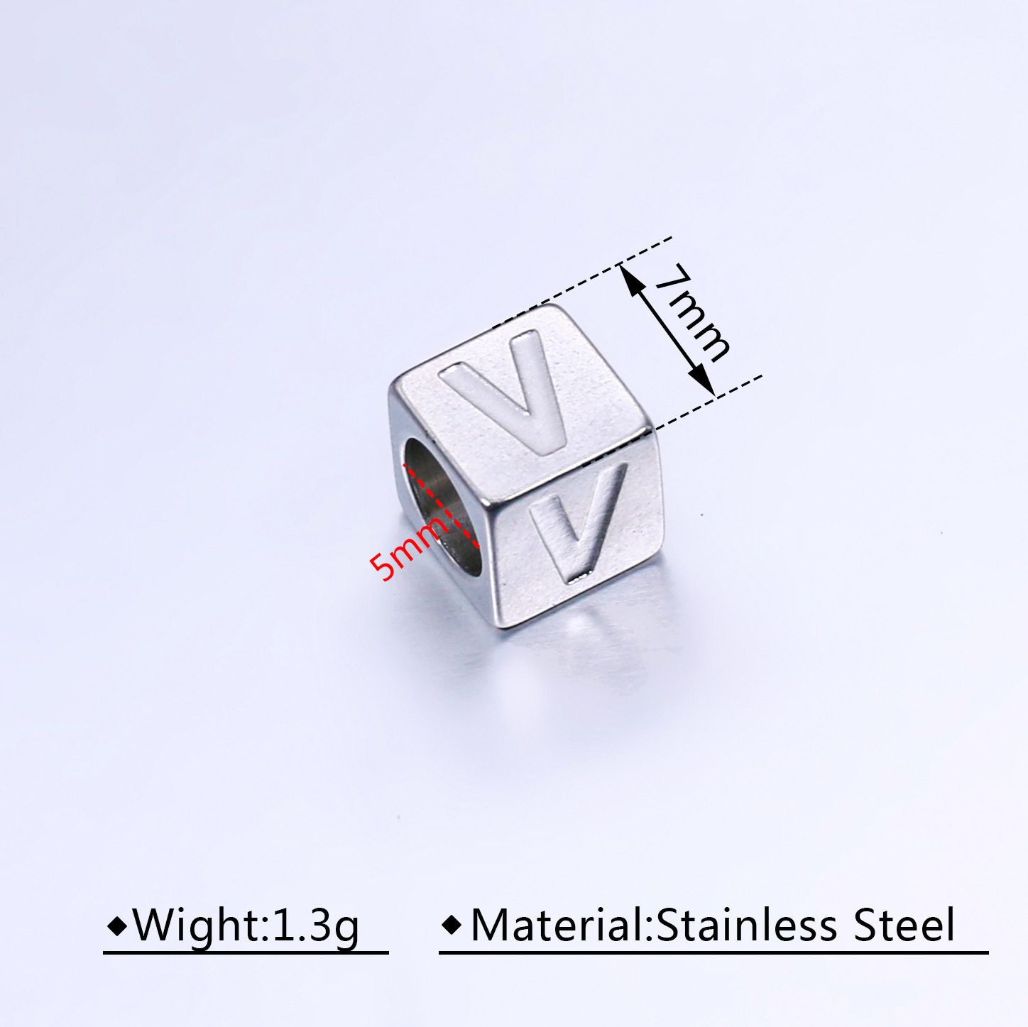 A Pack Of 3 Diameter 7 Mm Hole 5~5.9mm 304 Stainless Steel Letter Beads display picture 1