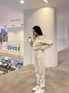 Europe and America 2024 cross-border embroidery Amazon fashion versatile embroidered slim casual sports sweatshirt two-piece set