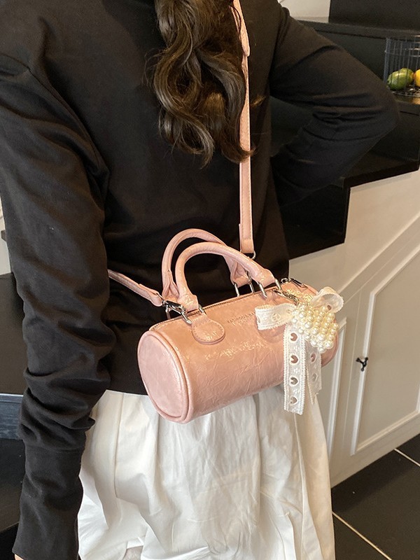 海外取寄せ品今年人気のレトロな女性用小型バッグ2025春夏新作多用途クロスボディバッグハンドバッグシリンダーバッグ|undefined