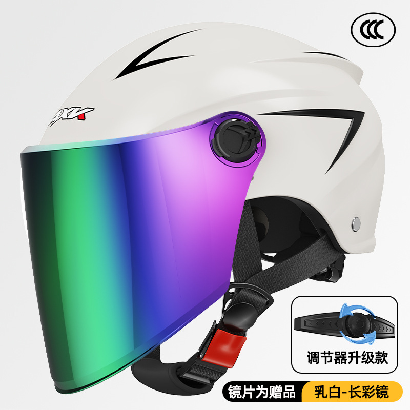 3C certificado casco de coche eléctrico verano de los hombres protección solar medio casco mujer cuatro estaciones batería motocicleta invierno cálido casco