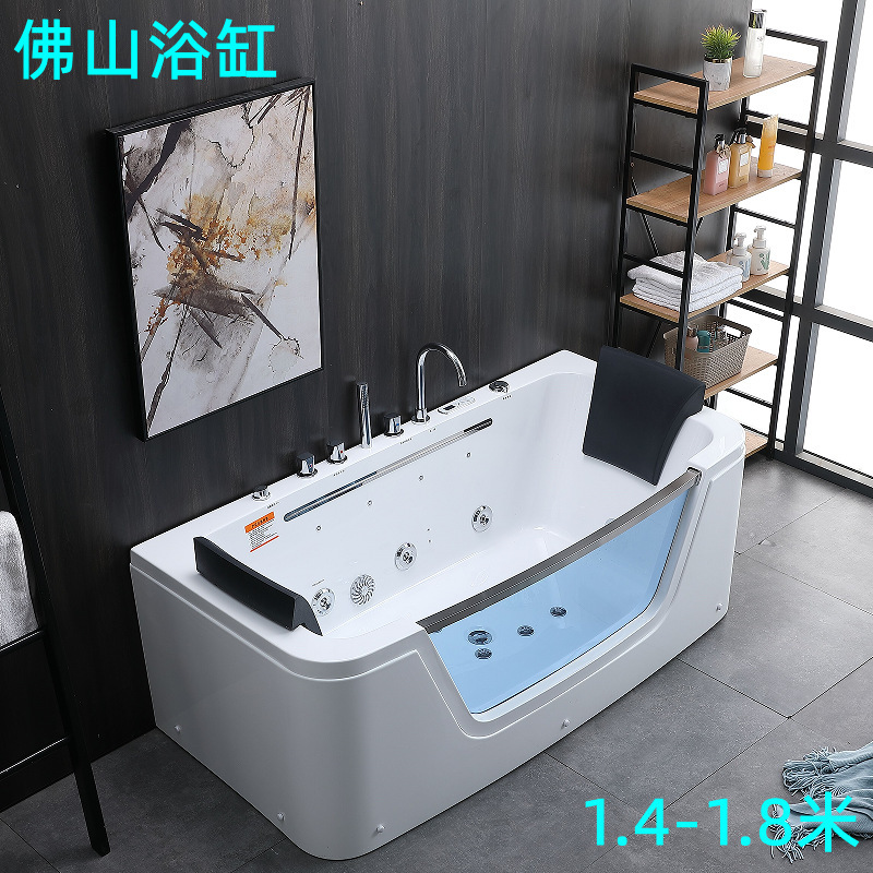 Surf Massage Waterfall Constant Temperature Home Couple Sea View Glass Freestanding Acrylic Bathtub 1. 41.8m