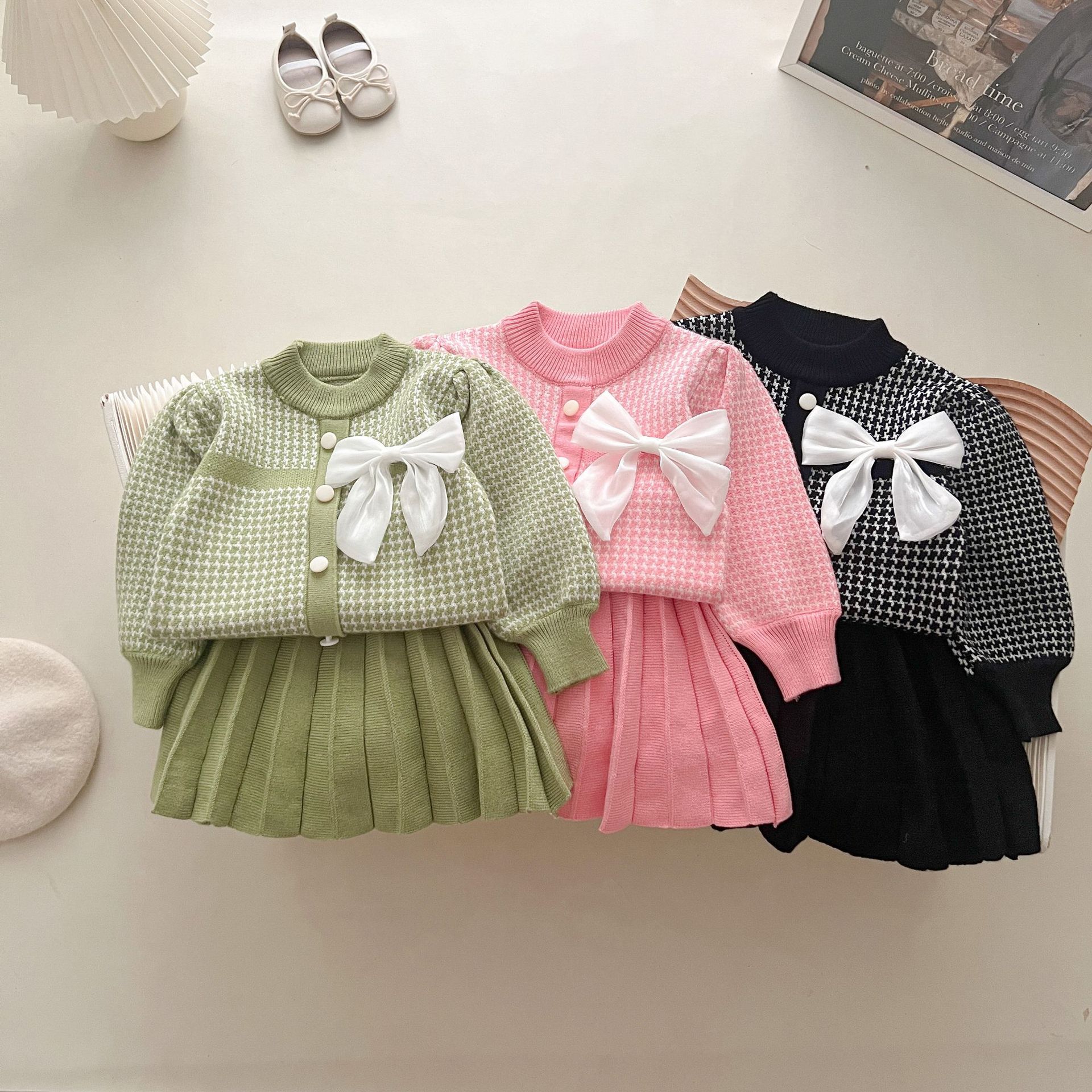 JINYONG 2024 New Autumn and Winter Knitted Girl's Small Fragrant Style Set Skirt_voghion.com