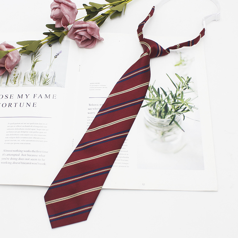 Cà vạt sọc đỏ tía nhuộm sợi polyester lụa dành cho nam và nữ Bộ đồ tốt nghiệp cà vạt JK