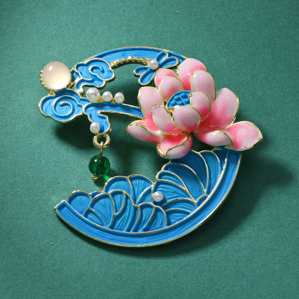 Glasierte Elsterbrosche mit Pfingstrosenmotiv, neue rutschfeste Brosche im chinesischen Stil für Cheongsam- und Hanfu-Accessoires, Geschenk_voghion.com