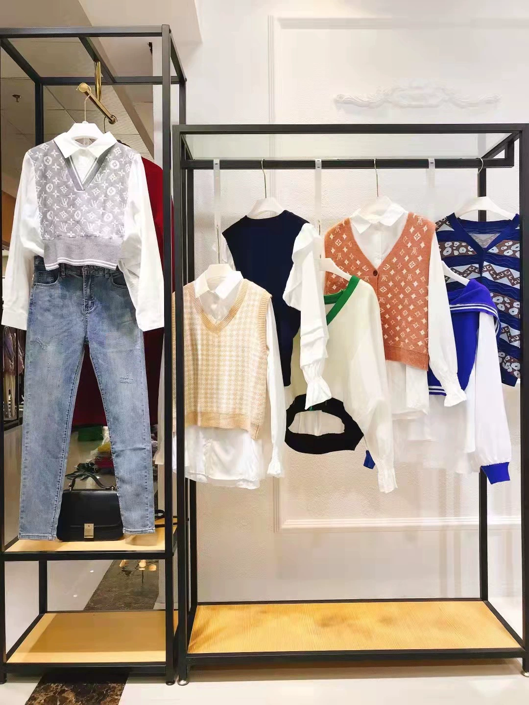 Рубашка жилет набор из двух частей 2022 весна и осень женская одежда свитер рубашка с длинными рукавами