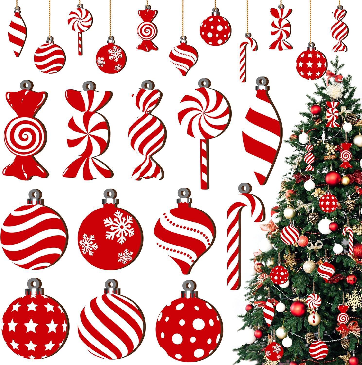 Christmas Candy Cane Cane Ornament Set Christmas Tree Decoration…