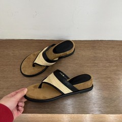 レトロカジュアルビーチサンダル、麻ビーチサンダル、ファッショナブルで快適なビーチシューズ、ウェッジヒールサンダル
