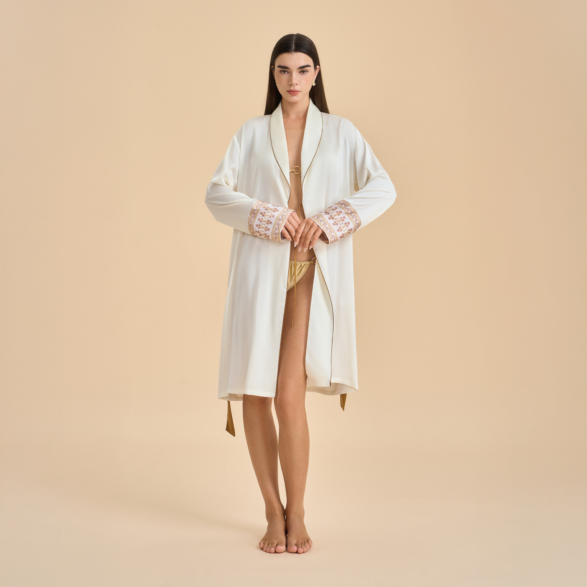 Amazon nueva primavera y otoño de manga larga suelta de dama satén verde fruta cuello pijama vestido corto transfronterizo ropa para el hogar WP3953