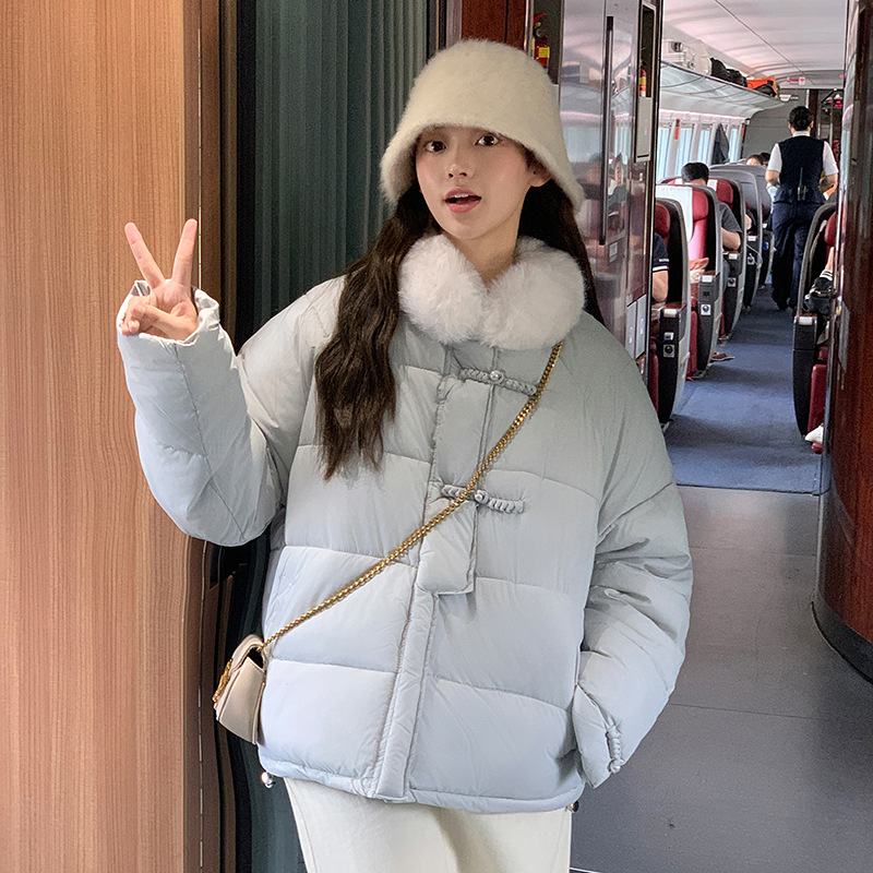Coreano suave viento suelto estilo de invierno 2024 nuevo algodón temperamento rosa con chaqueta corta image 2