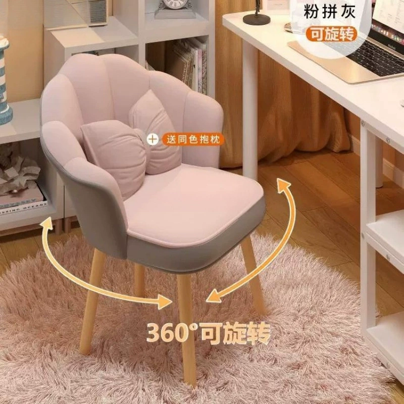 Легкий роскошный табурет для одевания интернет-знаменитостей со спинкой для домашнего использования, стул для макияжа для спальни девочек, простой табурет для туалетного столика для маникюра.