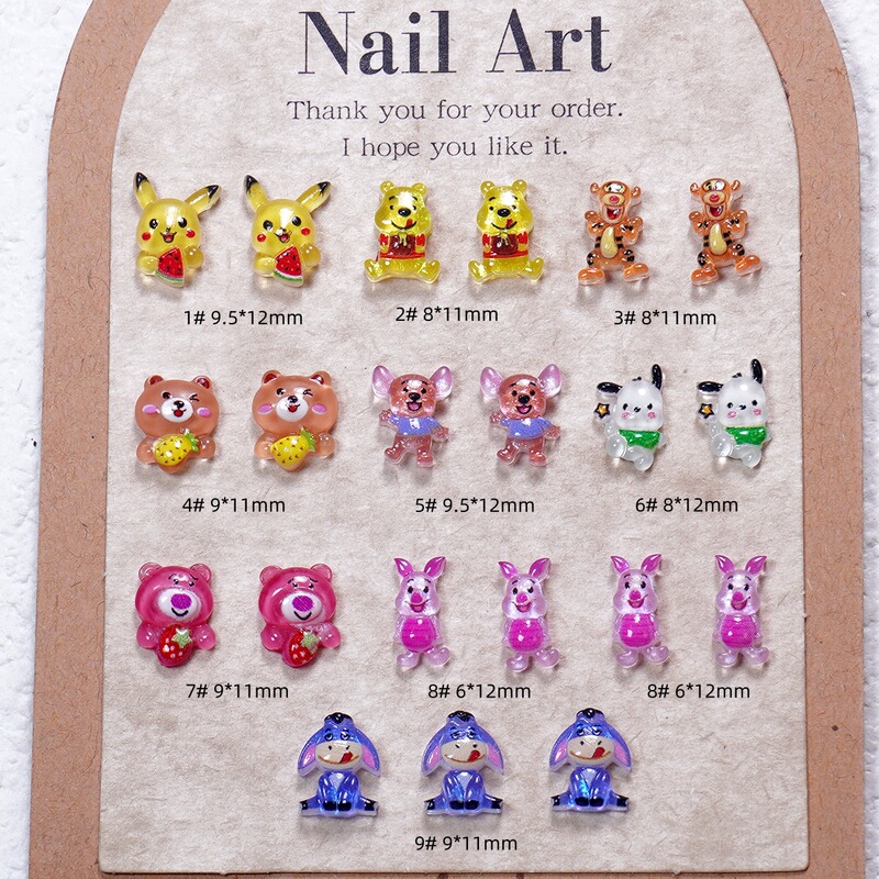 Internet Celebrity Resin Cartoon Nail Art Accessories Cute Stereo Pikachu Tigger Wearable Nail Accessories Nail Accessories