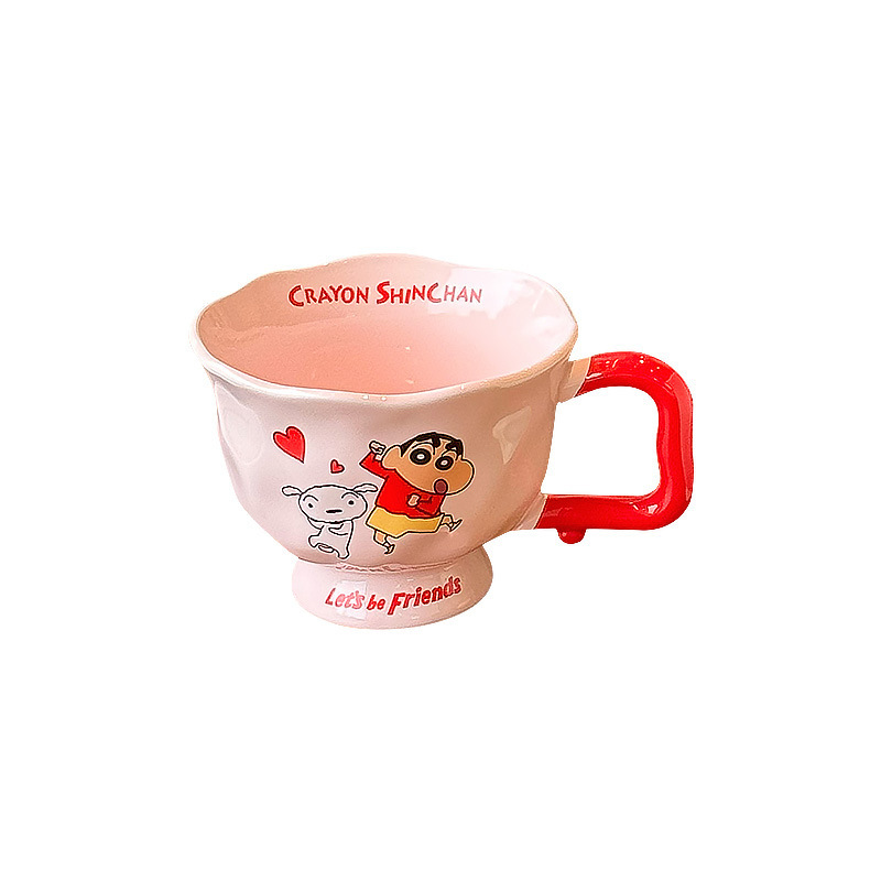クレヨンしんちゃんマグカップかわいい漫画セラミックカップ高颜値カップルコーヒーカップ子供朝食ミルクカップ|undefined