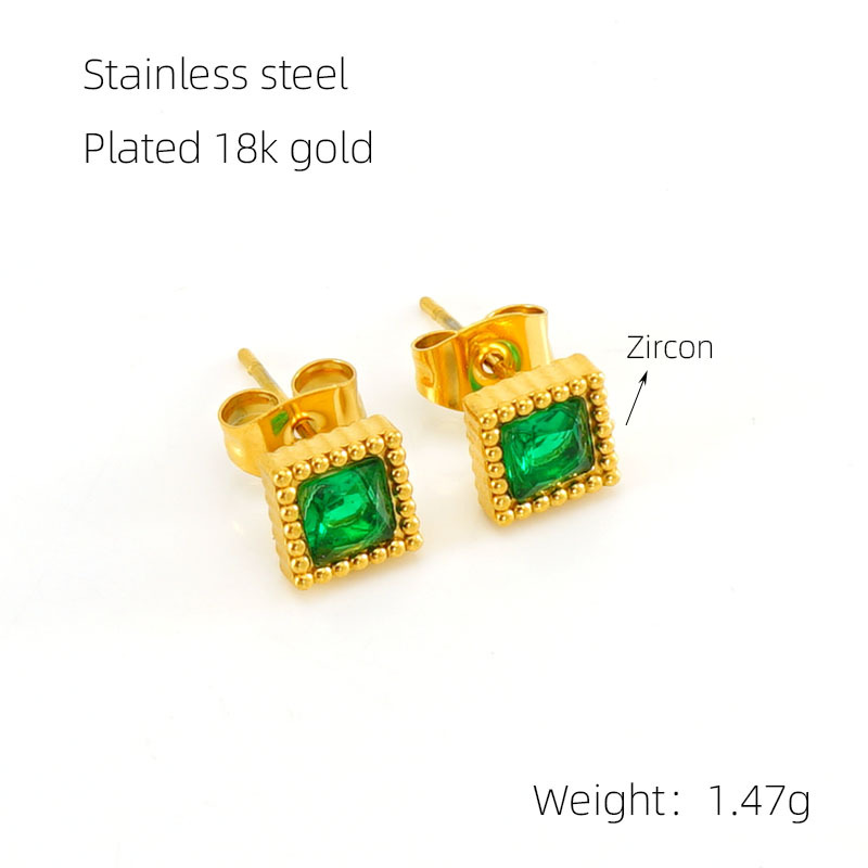 Estilo europeo y americano INS Zircon Stud pendientes nicho diseño de acero inoxidable oreja hueso Stud francés de alta calidad de titanio pendientes de acero al por mayor