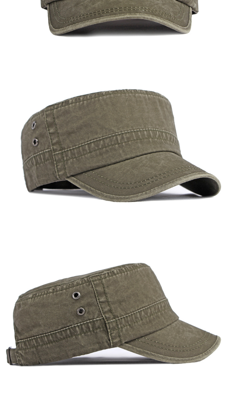 Cappello unisex Cappello da sole da uomo Cappello in cotone lavato Cappello militare piatto e curvo da donna_voghion.com