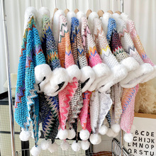 丽江大理旅游毛球披肩仿獭兔毛超大毛领民族风围巾斗篷披风外套女