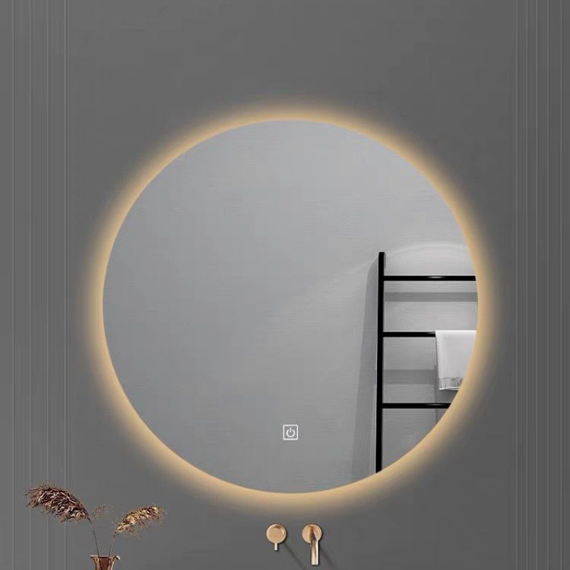 Espejo redondo inteligente de baño antifiebla espejo táctil con lámpara espejo de baño colgado en pared antifiebla espejo de maquillaje LED luminoso