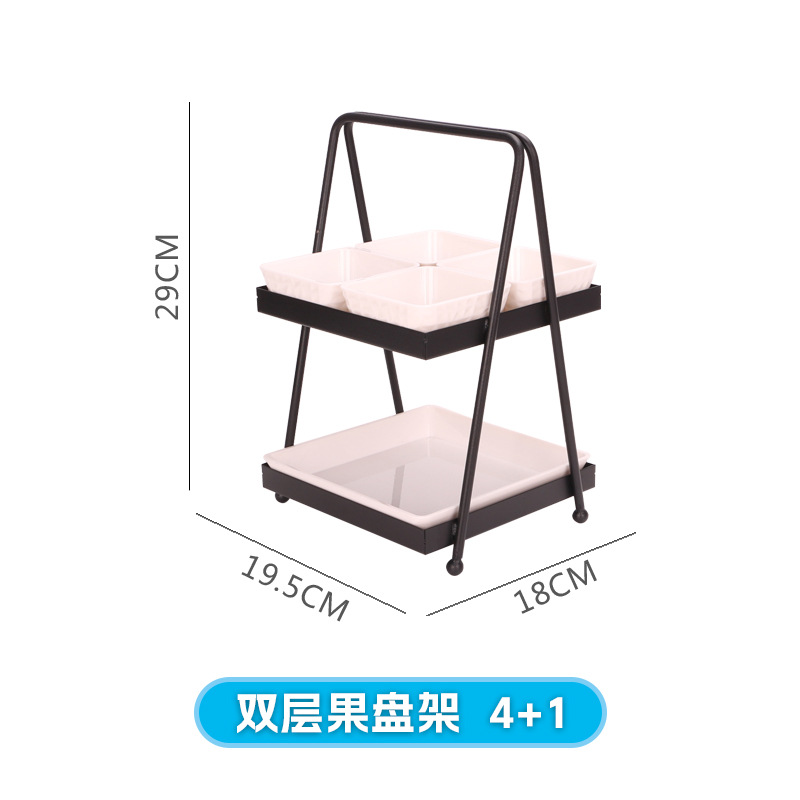 Plato de frutas de doble capa ktv Plato especial de cuatro cuadrados Plato de frutas secas Plato de barra Plato de bocadillos comerciales Plato de frutas