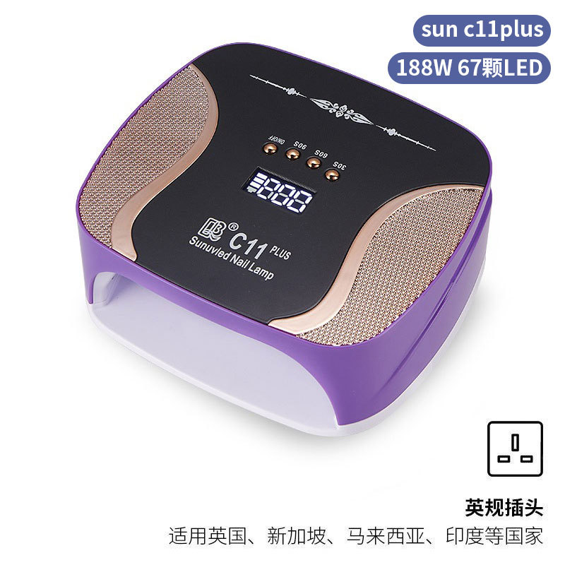 Lámpara de manicura inteligente de alta gama de luz de terapia de diamante 256W de alta potencia de pegamento de vinilo lámpara de horneado de dos manos secador de uñas transfronterizas