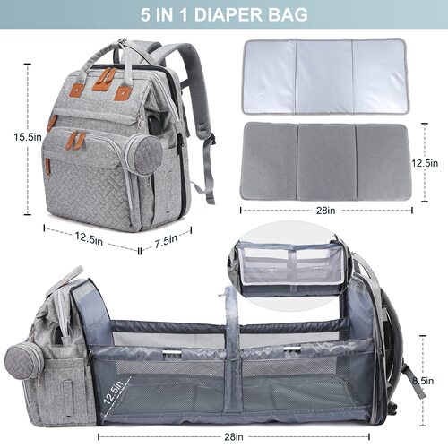Cross-border TOP Mommy Bag New Foldable Baby Bed Mosquito Proof Dual Shoulder Backpack Stroller Large Capacity Maternity Bag