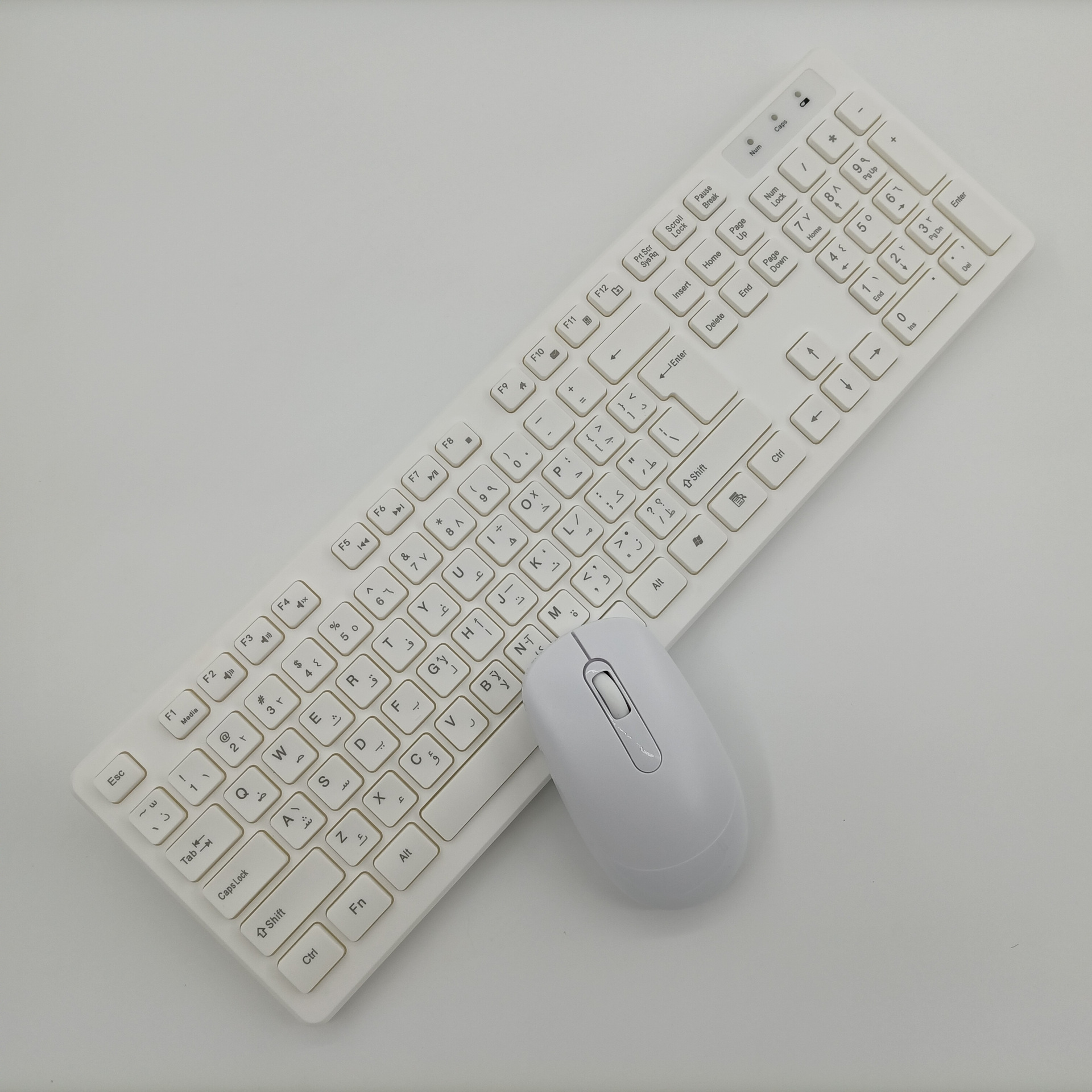 Арабская белая беспроводная клавиатура и мышь