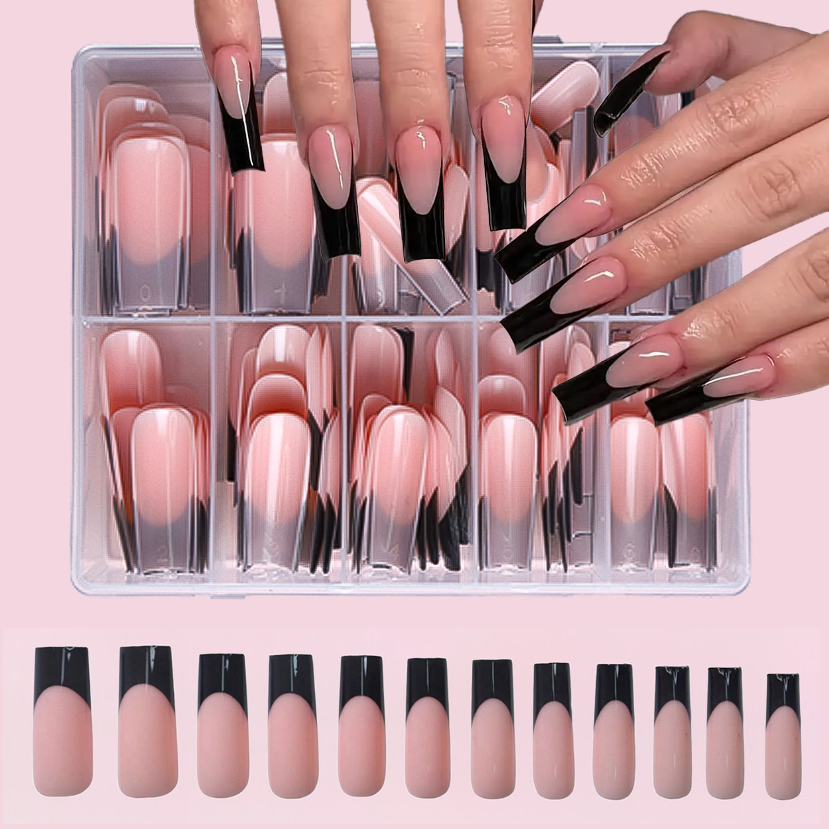 Usar uñas de alta calidad, rosa nude de verano, uñas postizas francesas blancas, 120 piezas, uñas