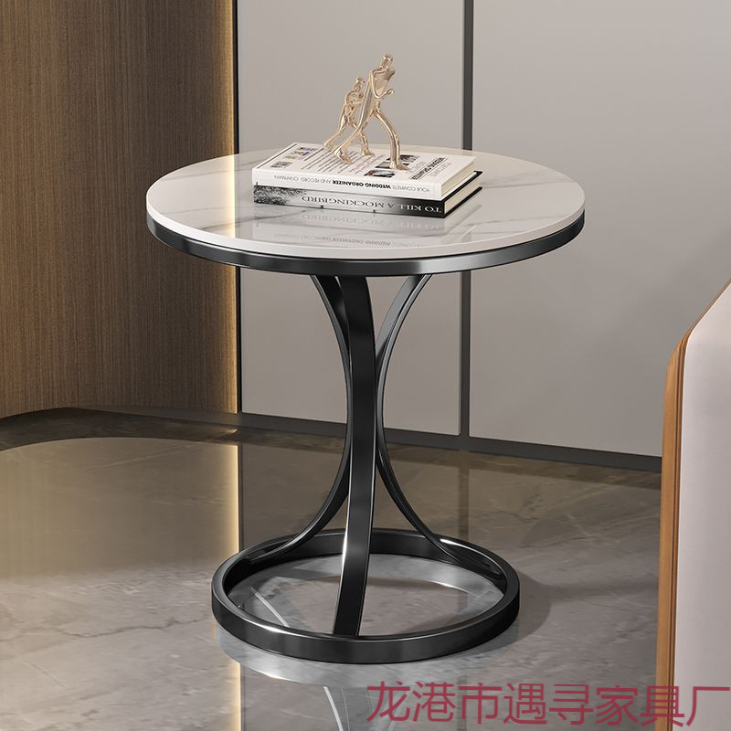 Light Luxury Sofa Side Table, Small Coffee Table, Slate Small Table, Living Room Bedside Table, Internet Celebrity Simple Balcony Tea Drinking Small Round Table