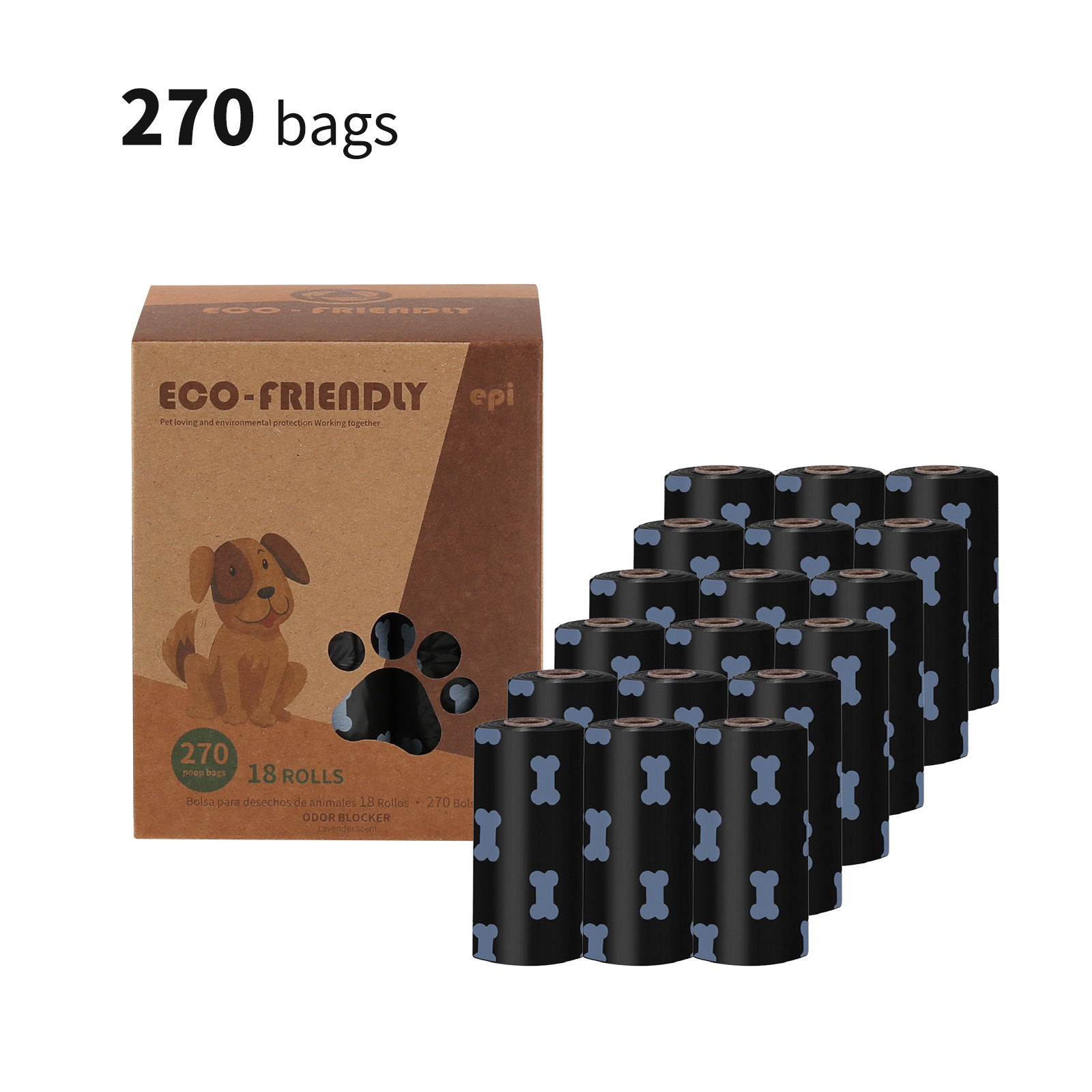 Transfronterizo spot 1.5 seda negra bolsa de basura para mascotas bolsa de heces para perros y gatos degradable bolsa de plástico caja de bolsa de heces