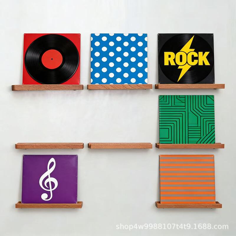 Wooden Wall-Mounted Cd and Vinyl Record Display Rack, Record Storage Rack, Cd Collection Rack, Disc Organizer