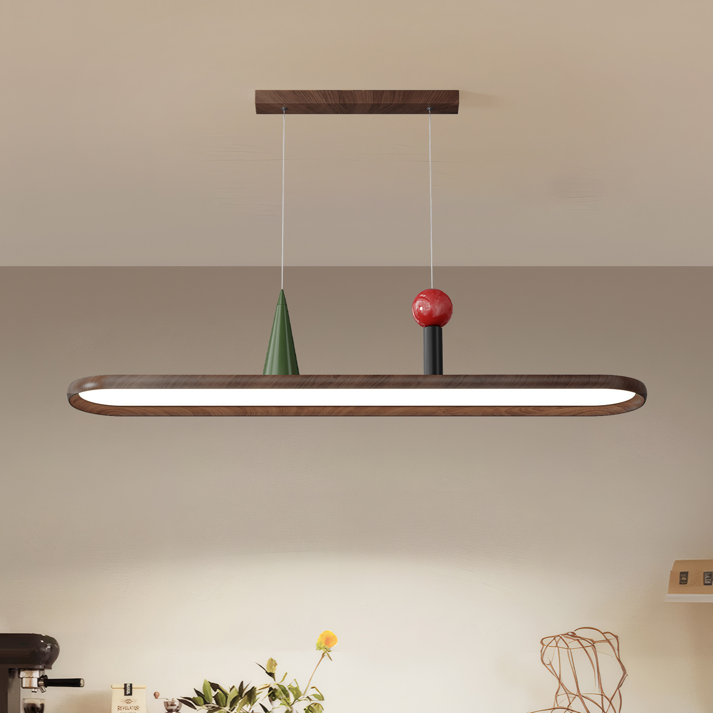 Lámpara del restaurante de estilo antiguo nueva lámpara de barra creativa de la personalidad de la mesa de comedor de color nuez lámpara de bar 115L