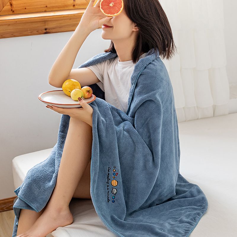Solar System Embroidered Coral Velvet Absorbs Water Faster Than Cotton, Type a Thickeneded Kidsren's Men's and Women's Bath Towels, Beach Towels