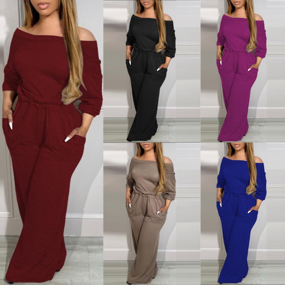 2025 Amazon Cross-Border European and American Women's Fashion New Stylish and Elegant Plus-Size Wide-Leg Jumpsuit with Export-Quality