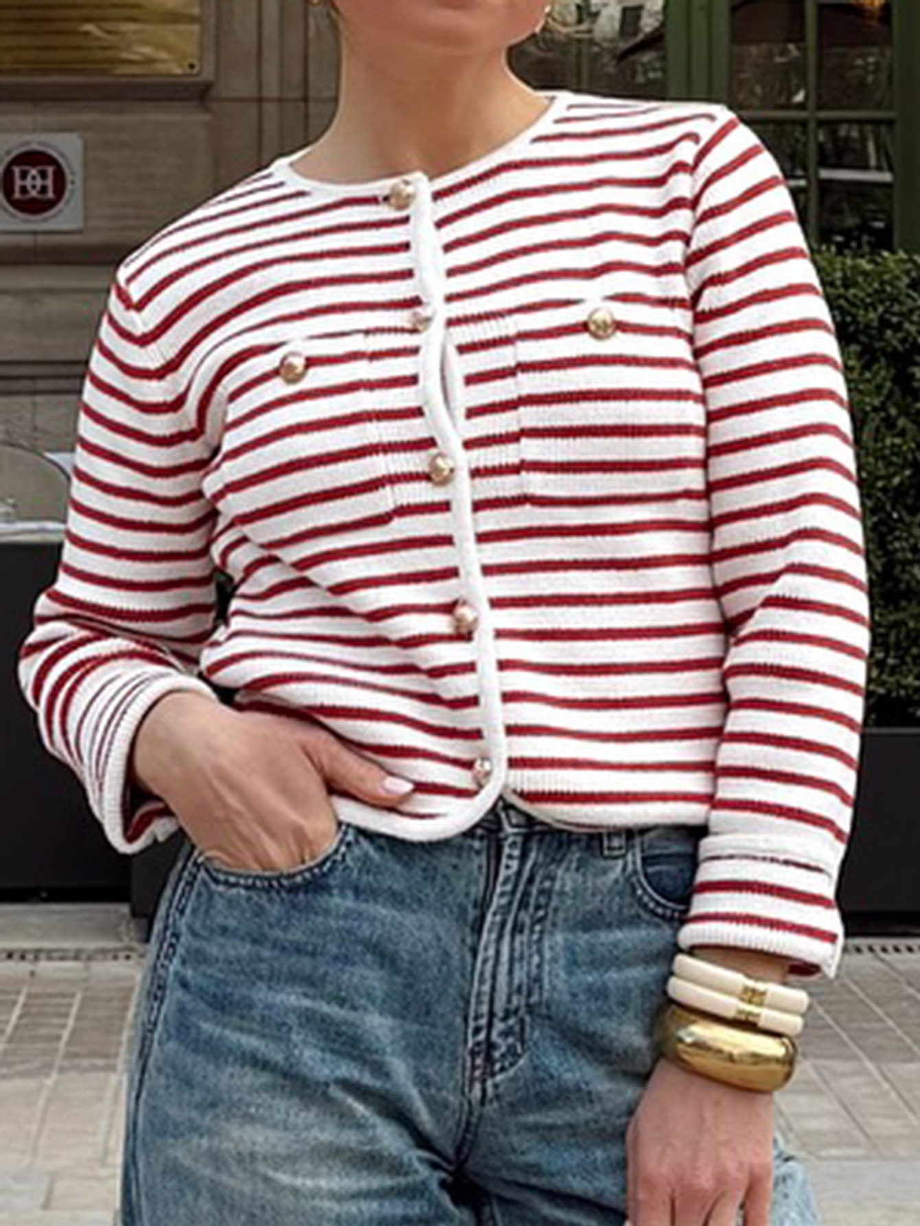 Kaikuo transfronterizo Europa y América Casual Camisas de botones a rayas suéter de mujeres otoño e invierno 2025 estación independiente de Amazon