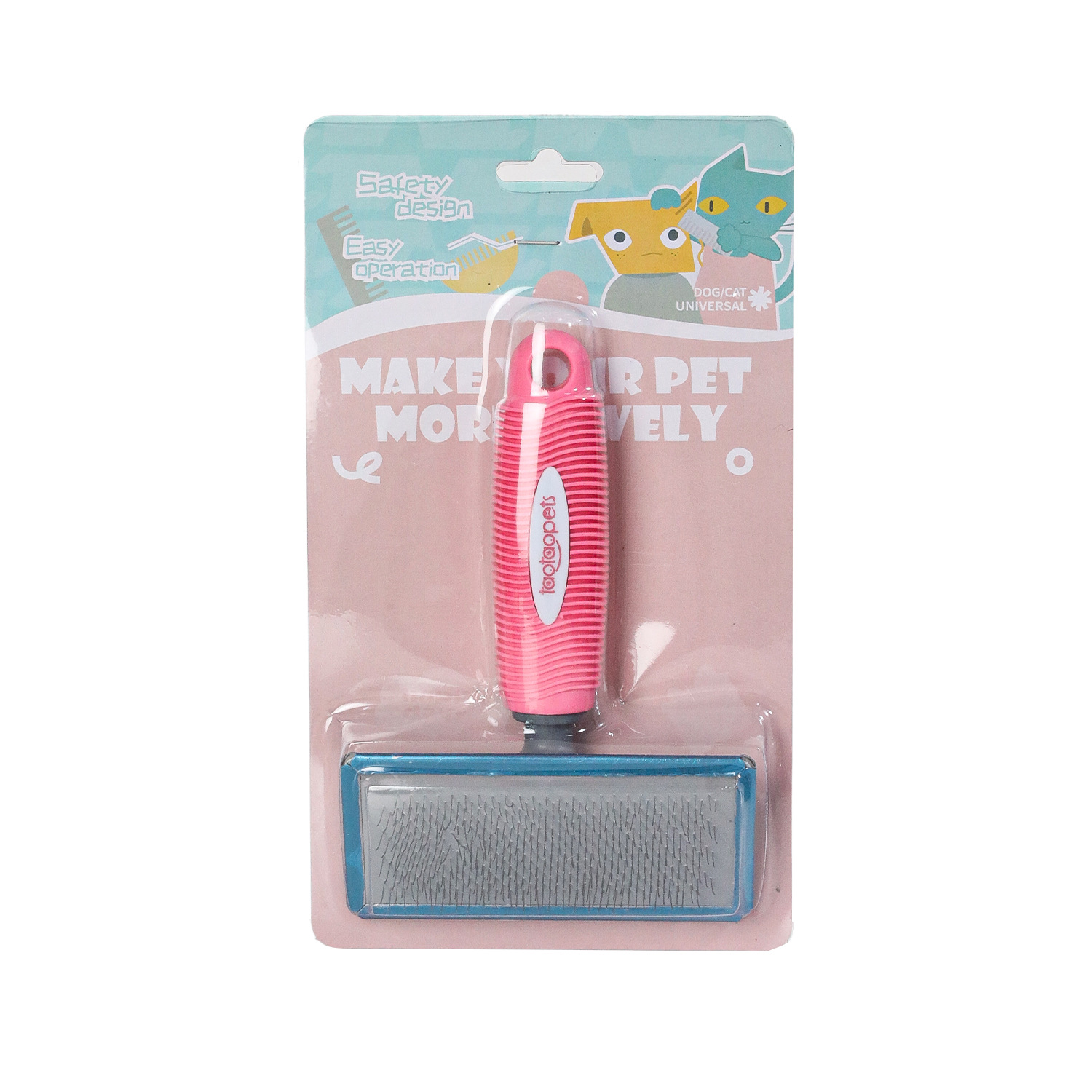 Fabricante pipitao sute mango placa de acero mango de plástico mascota peine suave mediano y pequeño perro mascota aguja peine