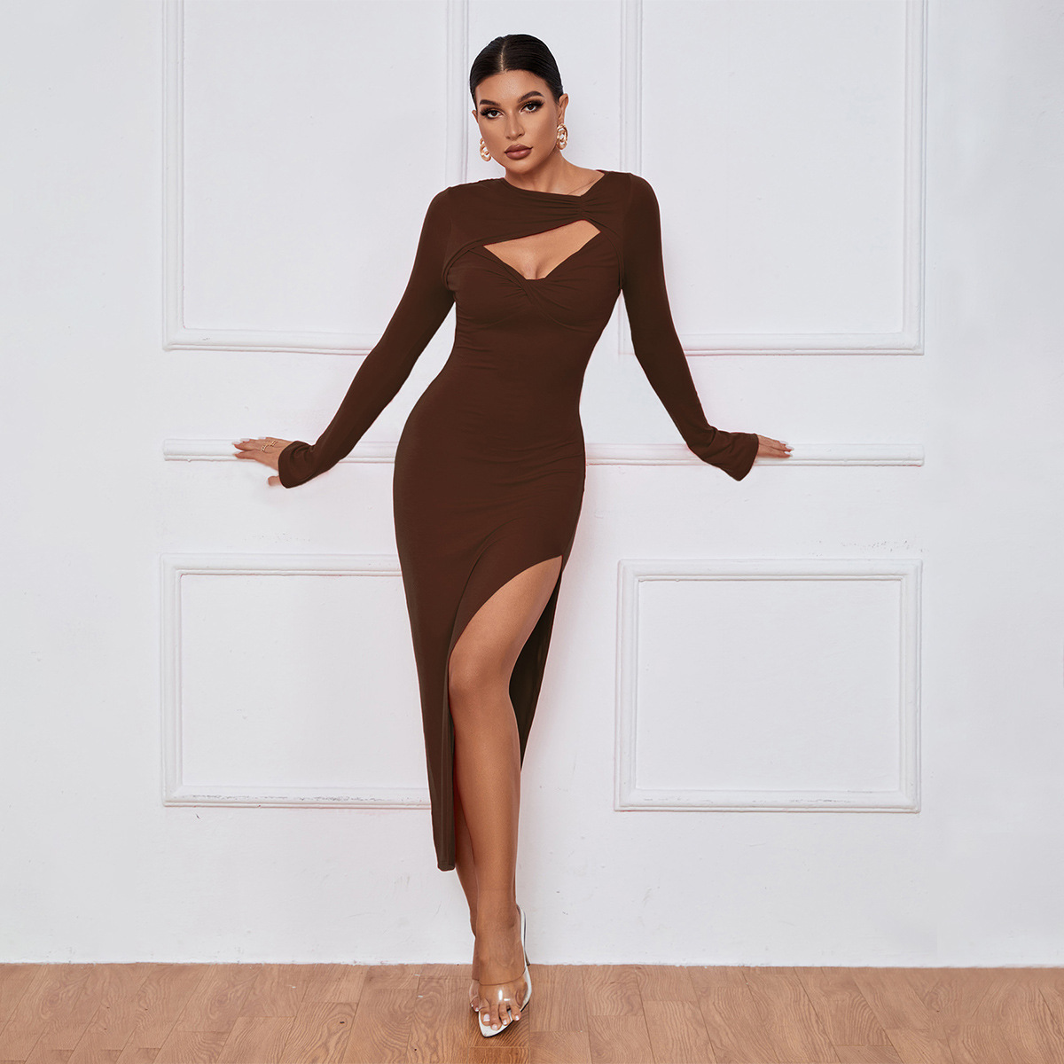 Women's Slim Fit Long-Sleeve Maxi Bodycon Dress