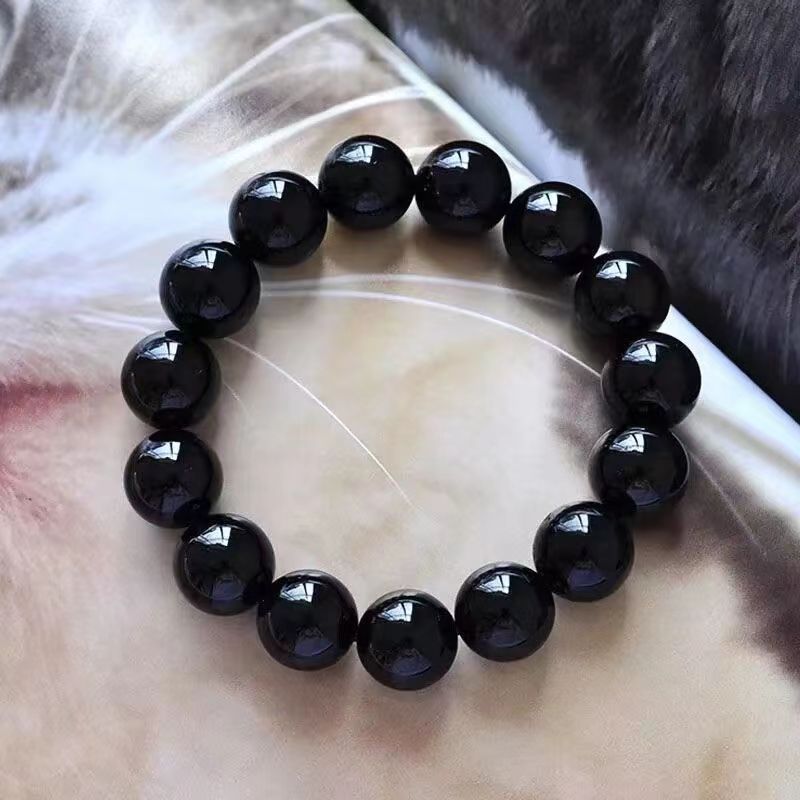 Natural Black Gold Obsidian Bracelet Men's And Women's Obsidian Bracelet Transporter Year Of The Dragon Couple Pearl Crystal