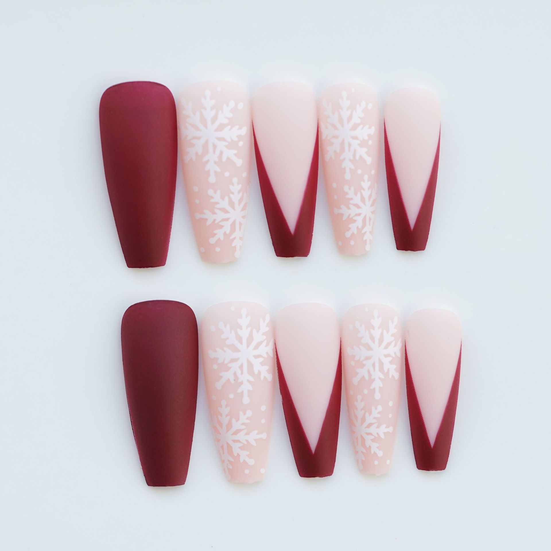 50g Weight press-on nails Nail Supplies 1 Set Quantity ABS Material Christmas Festival Snowflake Pattern Sweet Style Christmas Sweet Snowflake ABS Press-on Nails 1 Set 4
