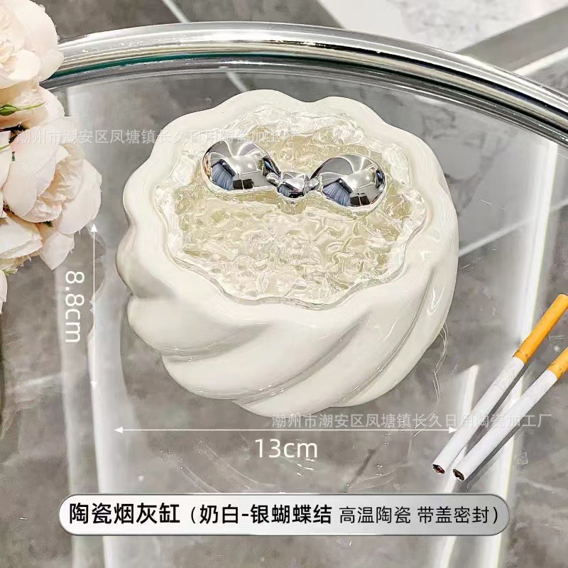 뚜껑이 달린 창의적인 세라믹 재떨이 안티 플라이 애쉬 홈 거실 라이트 럭셔리 하이 엔드 대기 사무실 재떨이 하이 엔드 센스