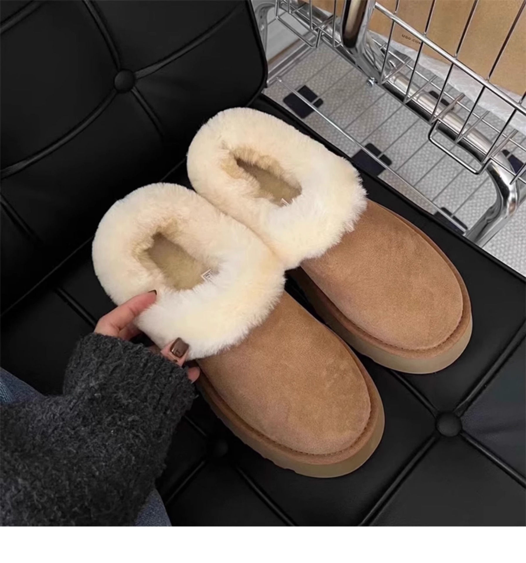 Autumn Winter Women's Ankle Boots With Thick Sole And Fur Lining_voghion.com
