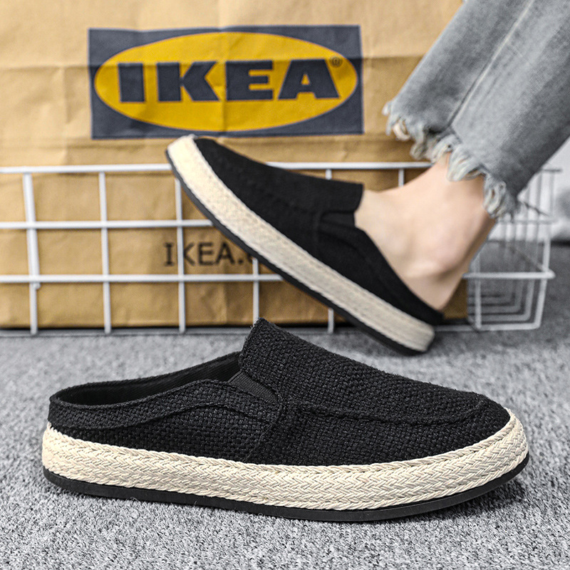 Tendencia de moda de todo fósforo de fondo plano, zapatillas casuales para hombres simples, zapatos perezosos coreanos casuales y transpirables de color sólido