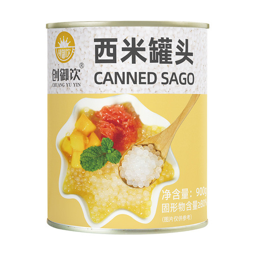 Creative Drink Western Barley Canned 900g, Milk Tea Shop Special Mango Western Barley Sweet Soup Canned Raw Materials, No Cooking Ready to Eat